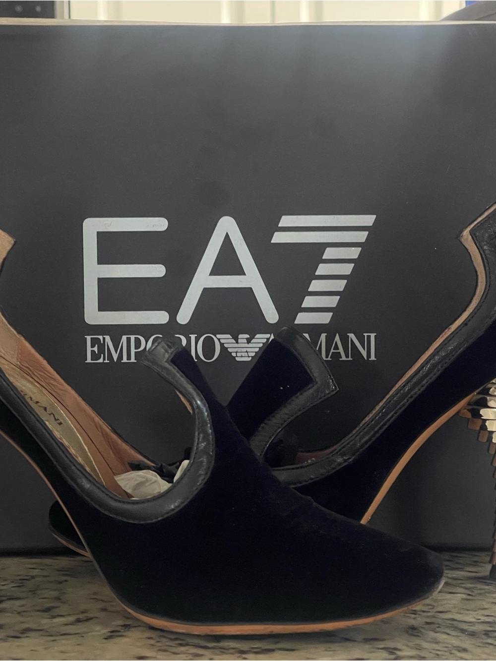 Emporio Armani Black Velvet Heels